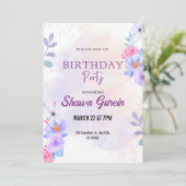 Brauch Floral Geburtstag Einladung (Stehend Vorderseite)