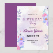 Brauch Floral Geburtstag Einladung (Vorne/Hinten)