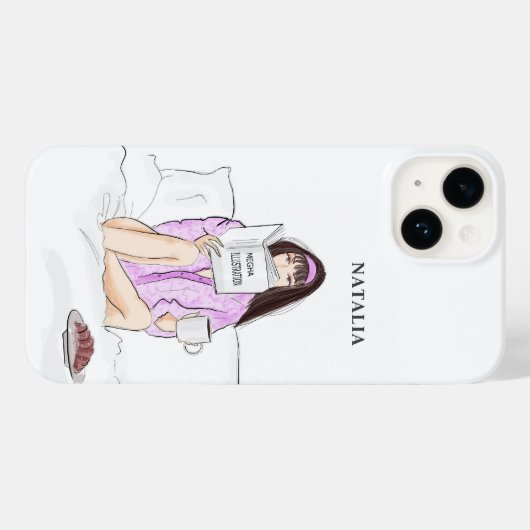 Brauch, Mädchen trinken Kaffee, Skizze, Case-Mate iPhone Hülle (Rückseite (Horizontal))