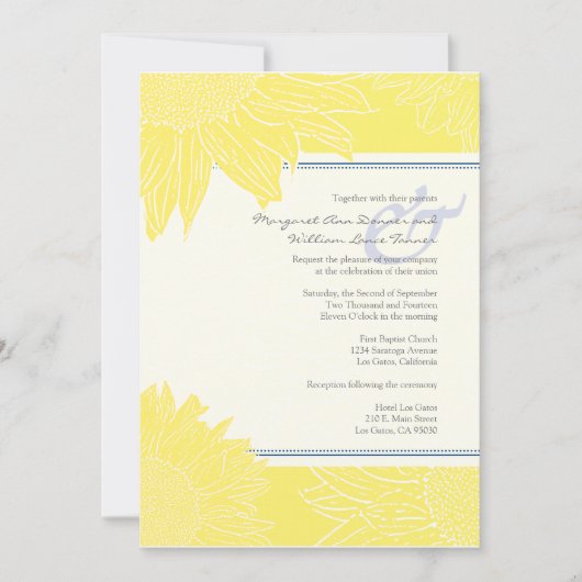 Brauch::Sonnenblumen Hochzeit Einladung: Marine un Einladung (Vorderseite)