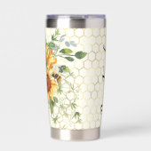 Brauch von Sonnenblumen und Bienen Thermobecher (Vorderseite)