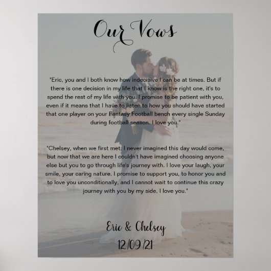 Brauchbares Foto mit verblassten Eheversprechen Poster (Vorne)