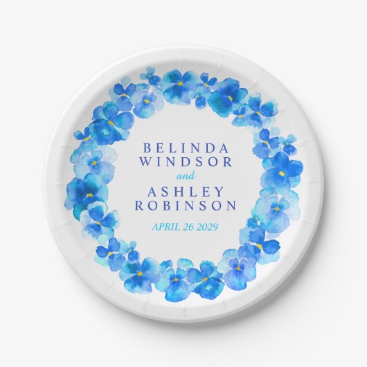 Brauchblaue Wasserfarbenkraste Pappteller (Vorderseite)