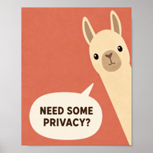Brauche etwas Privatsphäre Lustiger Alpaka-Badezim Poster