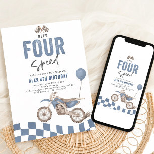 Brauche Four Speed Dirt Bike 4. Geburtstag Einladung