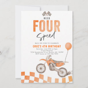 Brauche Four Speed Dirt Bike 4. Geburtstag Einladung