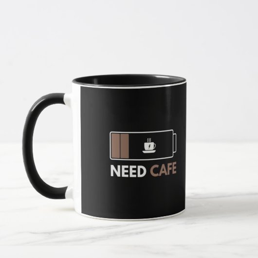 Brauche Kaffe Funny Low Battery Kaffeetasse (Links)