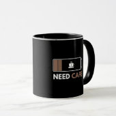 Brauche Kaffe Funny Low Battery Kaffeetasse (VorderseiteRechts)