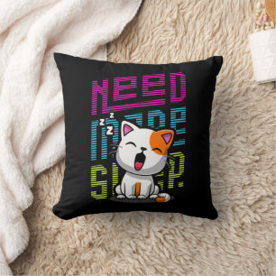 Brauche mehr Schlaf Lustiger Katzen-Cute-Gähn-Au Kissen
