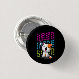 Brauche mehr Schlaf   Lustiger Katzen-Cute-Gähnen- Button