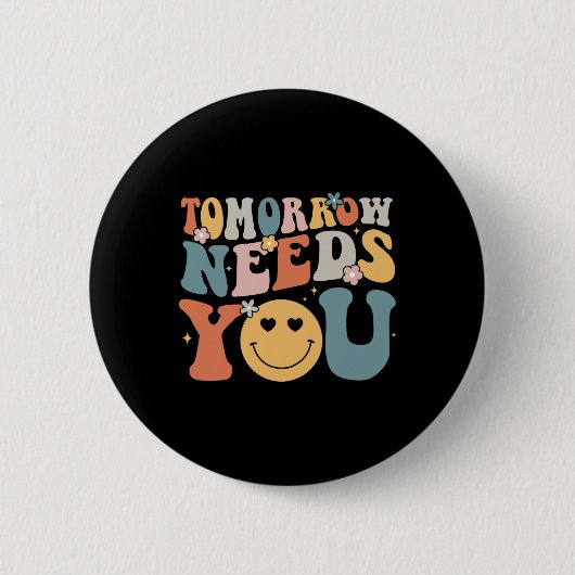 Brauchen Sie Mental Health Awareness Groovy Retro Button (Vorderseite)