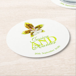 Brauchgrüne Aquarellorchid-Untersetzer Runder Pappuntersetzer