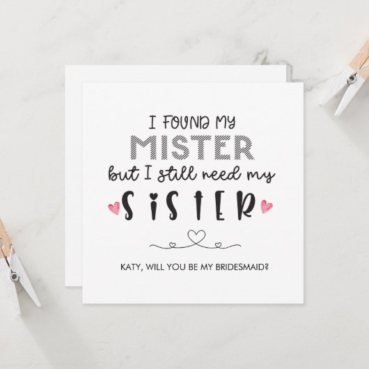 Brauchschwester Brautjungfrau schlägt gefaltete Ka Karte (Vorderseite/Rückseite Beispiel)