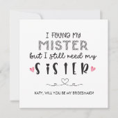 Brauchschwester Brautjungfrau schlägt gefaltete Ka Karte (Vorderseite)