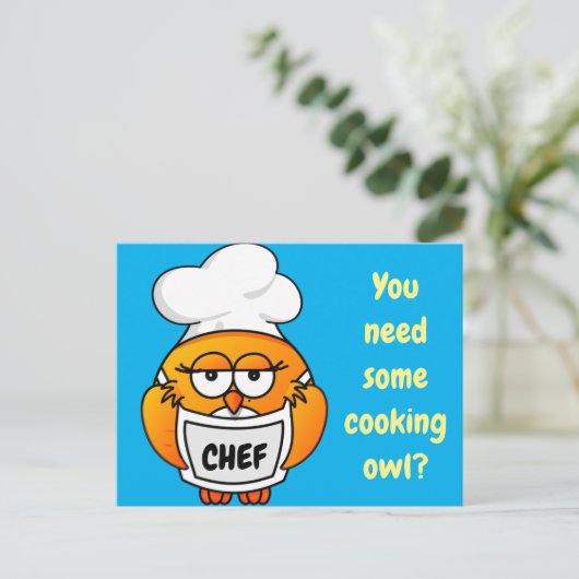 Brauchst du eine Eule zum Kochen? Postkarte (Stehend Vorderseite)
