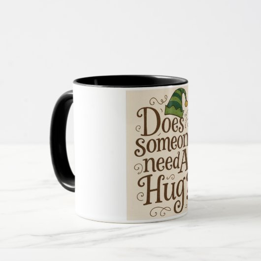 "Braucht jemand eine Umarmung" Elf Combo-Tasse Tasse (Vorderseite Links)