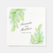 Brauchwasserfeder Blätter grün Serviette (Vorderseite)