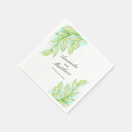 Brauchwasserfeder Blätter grün Serviette (Ecke)