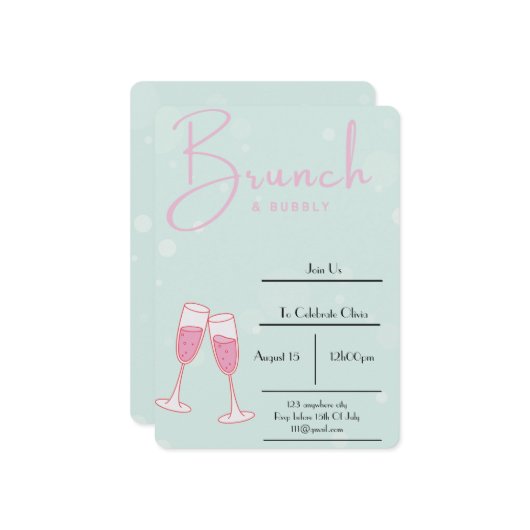 Braudusche in Rosa und Babyblau - Einladung (Vorderseite/Rückseite Beispiel)