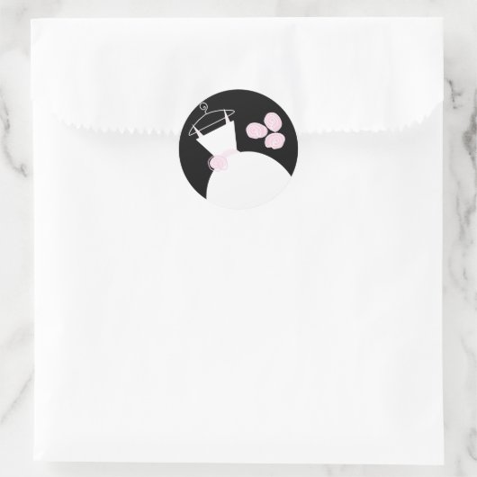 Braue Rosa runder schwarzer Aufkleber (Tasche)