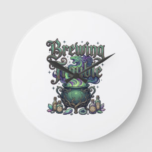 Brauen Ärger Kessel Drache Alchemie Kristalle H Große Wanduhr