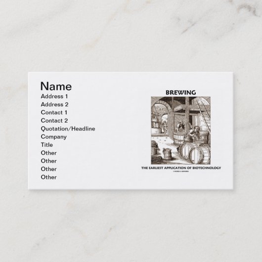 Brauen der frühesten Anwendung von Biotechnologie Visitenkarte (Vorderseite)