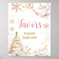 Brauen Pink Winter-Teeparty-Baby- Shower-Geschenke Poster