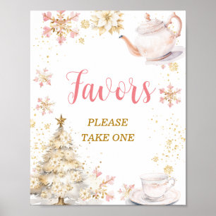 Brauen Pink Winter-Teeparty-Baby- Shower-Geschenke Poster