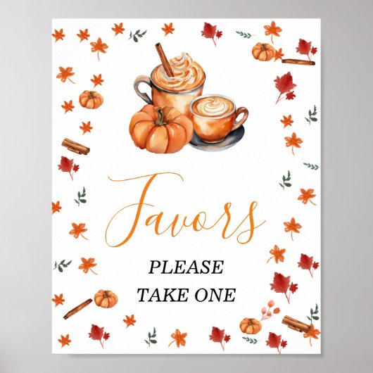 Brauen Pumpkin Gewürz Kaffee Baby Duschfavoriten Poster (Vorne)
