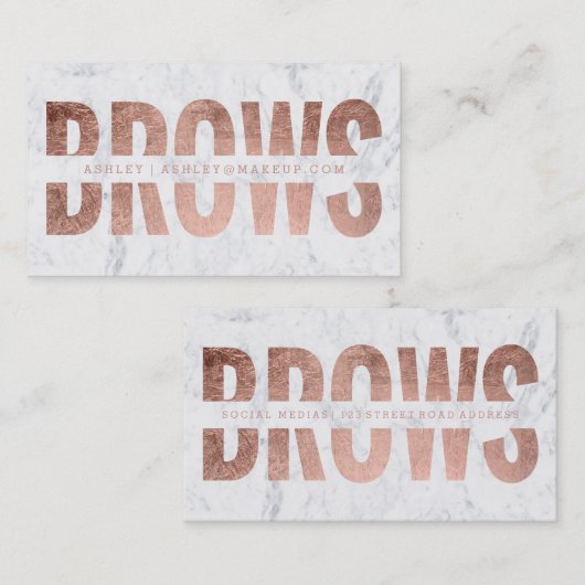 Brauen schnitten Imitat-Rosengoldtypographiemarmor Visitenkarte (Vorne/Hinten)