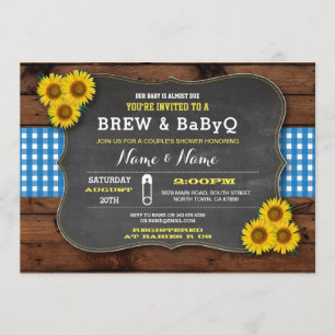 Brauen und BABYQ Baby Dusche Blaue Sonnenblume Einladung