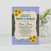 Brauen und BABYQ Baby Dusche Blauer Sonnenblume Ei Einladung (Stehend Vorderseite)