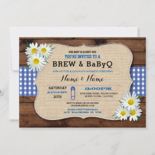 Brauen und BABYQ Baby Dusche Blauer Sonnenblume Ei Einladung