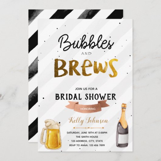 Brauen und Brauen Brause Einladung (Vorne/Hinten)