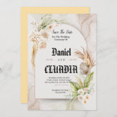 Brauen und cremefarbene Blume Save The Date (Vorne/Hinten)