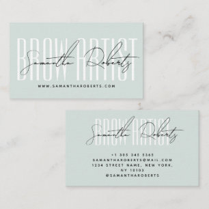 Brauenkünstler moderne Typografieschrift blau  Visitenkarte