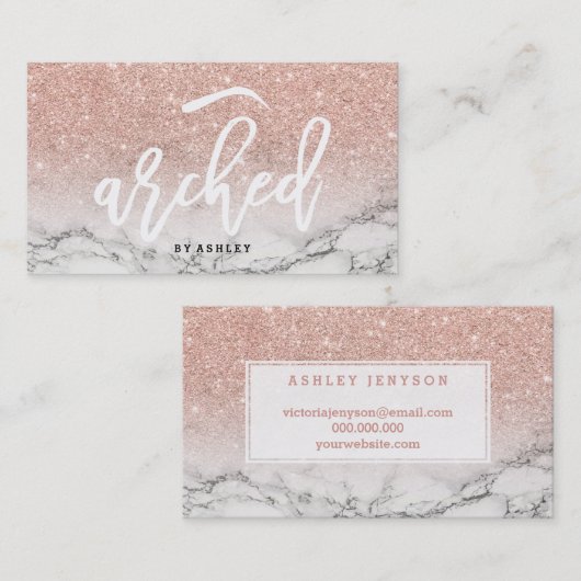 Brauenlogotypographie-RosengoldGlittermarmor Visitenkarte (Vorne/Hinten)