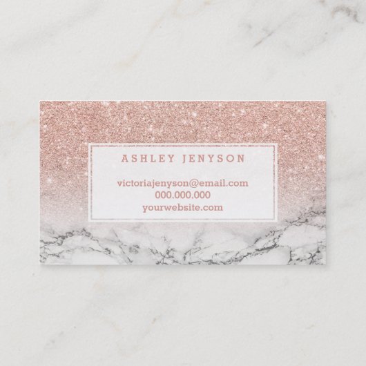 Brauenlogotypographie-RosengoldGlittermarmor Visitenkarte (Rückseite)