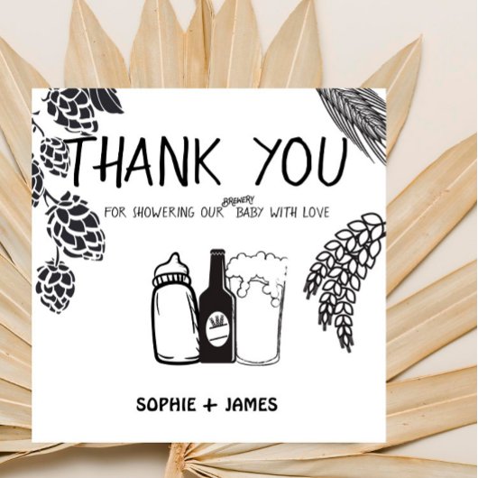 Brauerei Baby - B&W - Babydusche Danke Karte