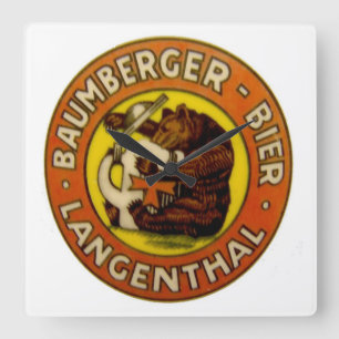 Brauerei Baumberger Langenthal Quadratische Wanduhr