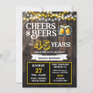 Brauerei Geburtstags Cheers und Biere zu 45 Jahren Einladung