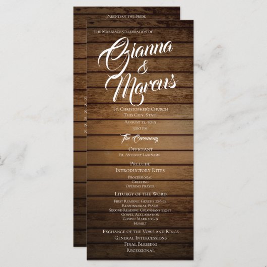 Brauerei-Hochzeitsprogramm Programm (Vorne/Hinten)