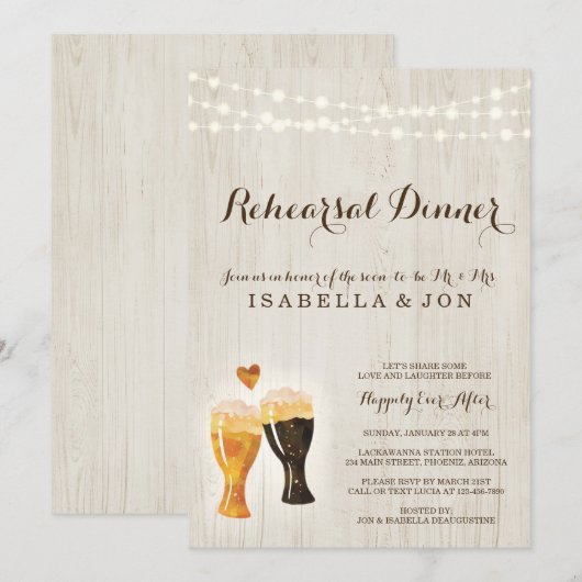 Brauerei Probe Dinner Einladung | Rustikales Bier (Vorne/Hinten)
