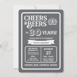 Brauerei Pub Geburtstags Cheers und Biere zum 30-j Einladung
