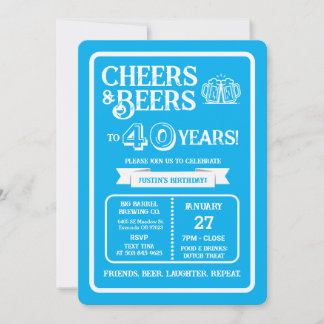 Brauerei Pub Geburtstags Cheers und Biere zum 40.  Einladung