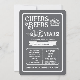 Brauerei Pub Geburtstags Cheers und Biere zum 40-j Einladung