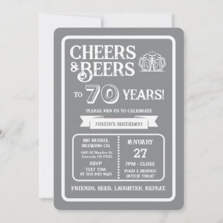 Brauerei Pub Geburtstags Cheers und Biere zum 70. Einladung