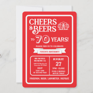 Brauerei Pub Geburtstags Cheers und Biere zum 70-j Einladung
