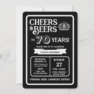 Brauerei Pub Geburtstags Cheers und Biere zum 70-j Einladung