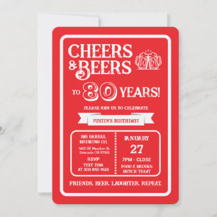 Brauerei Pub Geburtstags Cheers und Biere zum 80-j Einladung